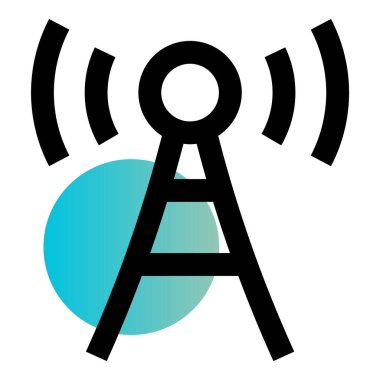 Radyo Sinyali İletişim Düz Simgesi Beyaz Arkaplanda İzole Edildi