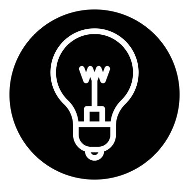 Ampul Fikri Düz Simgesi Beyaz Arkaplanda İzole Edildi