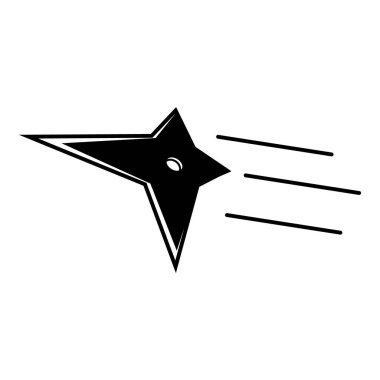 Ninja Shuriken Yıldız Düz Simgesi Beyaz Arkaplanda İzole Edildi
