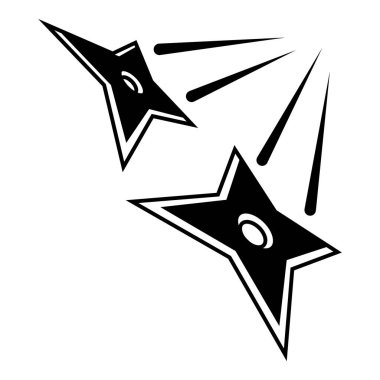 Ninja Shuriken Yıldız Düz Simgesi Beyaz Arkaplanda İzole Edildi