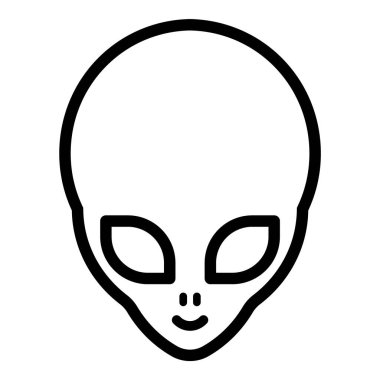 Uzaylı Başı Düz Simgesi Beyaz Arkaplanda İzole Edildi