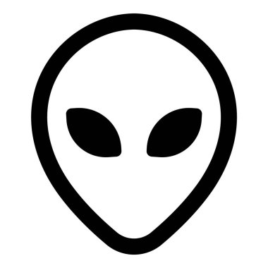 Uzaylı Başı Düz Simgesi Beyaz Arkaplanda İzole Edildi