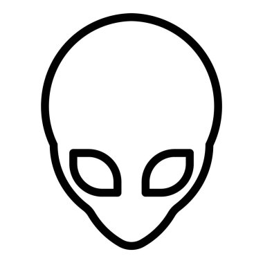 Uzaylı Başı Düz Simgesi Beyaz Arkaplanda İzole Edildi