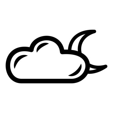 Ay ve Bulut Düz Simgesi Beyaz Arkaplanda İzole Edildi