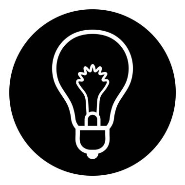 Ampul Fikri Ampul Düz Kabartma Simgesi Beyaz Arkaplanda İzole Edildi