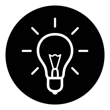 Ampul Fikri Ampul Düz Kabartma Simgesi Beyaz Arkaplanda İzole Edildi