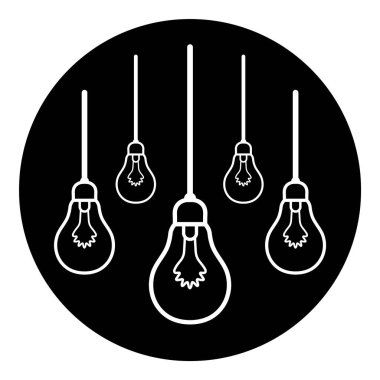 Ampul Fikri Ampul Düz Kabartma Simgesi Beyaz Arkaplanda İzole Edildi