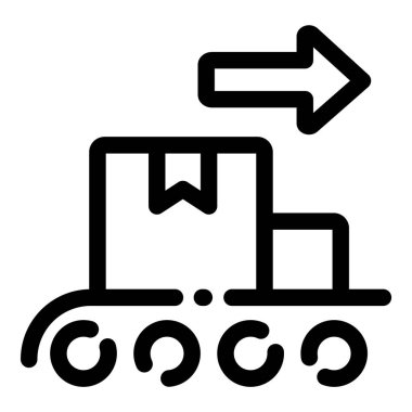 Taşıyıcı Kutular Taşıyıcı Kayış Düz Simgesi Beyaz Arkaplanda İzole Edildi