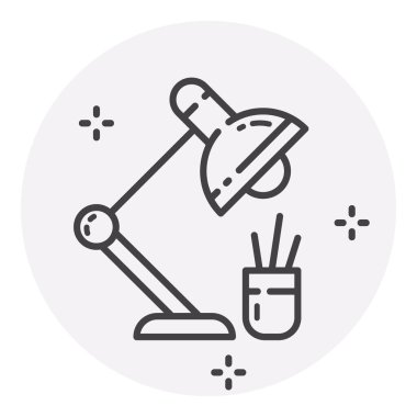 Okul Masası Lambası Düz Simgesi Beyaz Arkaplanda İzole Edildi