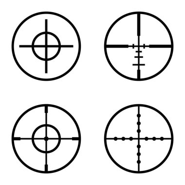 Crosshairs Düz Simge Seti Beyaz Arkaplanda İzole Edildi