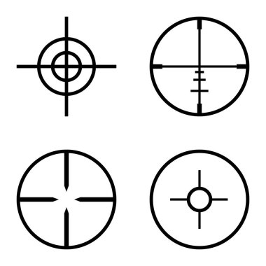 Crosshairs Düz Simge Seti Beyaz Arkaplanda İzole Edildi