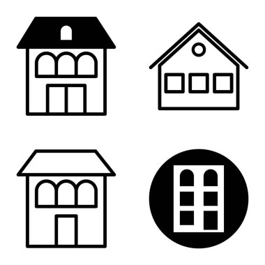 Düz Simge Seti Beyaz Arkaplanda Ayrı Tutulan Evler