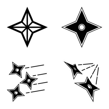 4yıldız Düz Simge Seti Beyaz Arkaplanda İzole Edildi