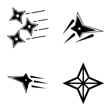 4yıldız Düz Simge Seti Beyaz Arkaplanda İzole Edildi