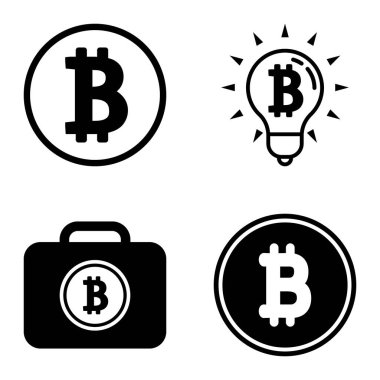 Bitcoins1-2 Düz Simge Seti Beyaz Arkaplanda İzole Edildi