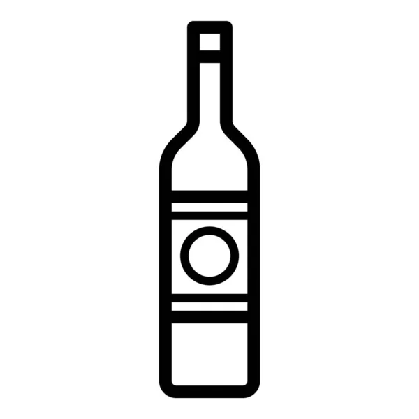 Стеклянная Бутылка Алкогольные Напитки Плоская Икона Изолированный Белом Фоне — стоковый вектор