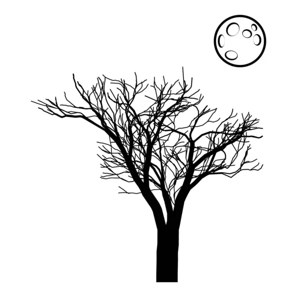 Árbol Oscuro Aterrador Icono Plano Aislado Sobre Fondo Blanco — Vector de stock