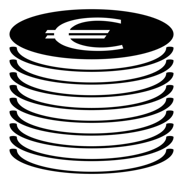 Pièces Monnaie Euro Pile Icône Plat Isolé Sur Fond Blanc — Image vectorielle