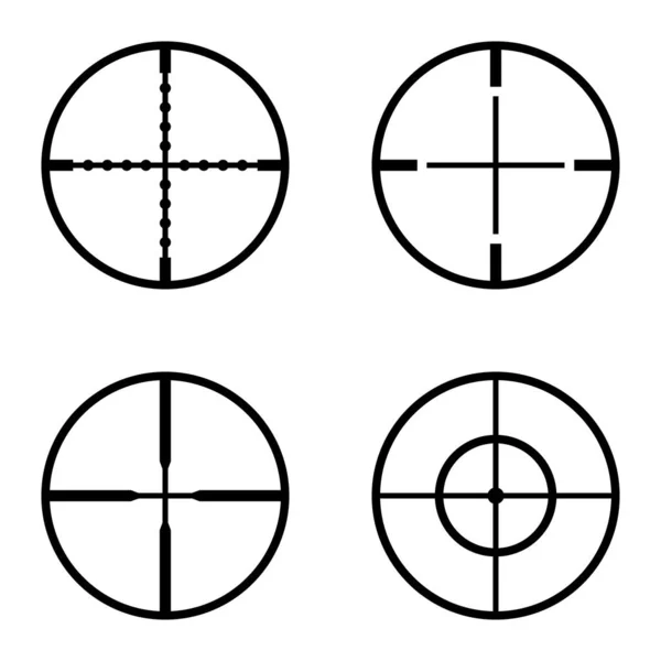 Crosshairs Platt Ikon Set Isolerad Vit Bakgrund — Stock vektor