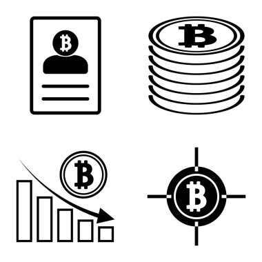 Bitcoins1-2 Düz Simge Seti Beyaz Arkaplanda İzole Edildi