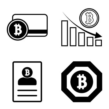 Bitcoins1-2 Düz Simge Seti Beyaz Arkaplanda İzole Edildi