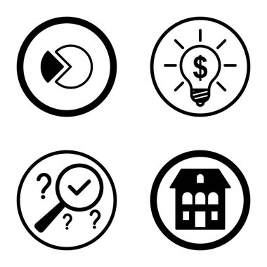 Daireler 1-2 Düz Simge Seti Beyaz Arkaplanda İzole Edildi