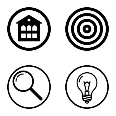 Daireler 1-2 Düz Simge Seti Beyaz Arkaplanda İzole Edildi