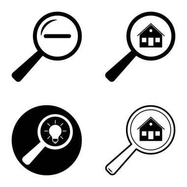 Büyüteçler Düz Simge Seti Beyaz Arkaplanda İzole Edildi