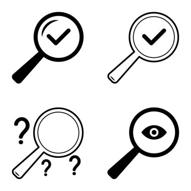 Büyüteçler Düz Simge Seti Beyaz Arkaplanda İzole Edildi