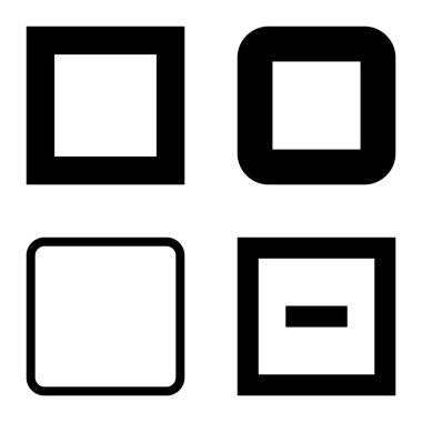 Kare Düz Simge Seti Beyaz Arkaplanda İzole Edildi