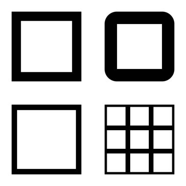 Kare Düz Simge Seti Beyaz Arkaplanda İzole Edildi