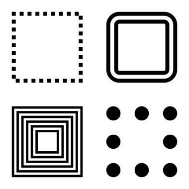 Kare Düz Simge Seti Beyaz Arkaplanda İzole Edildi