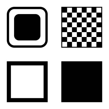 Kare Düz Simge Seti Beyaz Arkaplanda İzole Edildi