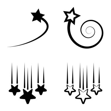 Yıldız Şelalesi Düz Simge Seti Beyaz Arkaplanda İzole Edildi