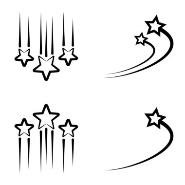 Yıldız Şelalesi Düz Simge Seti Beyaz Arkaplanda İzole Edildi