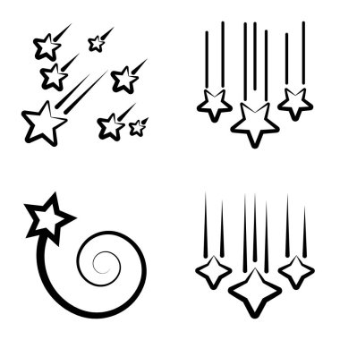 Yıldız Şelalesi Düz Simge Seti Beyaz Arkaplanda İzole Edildi