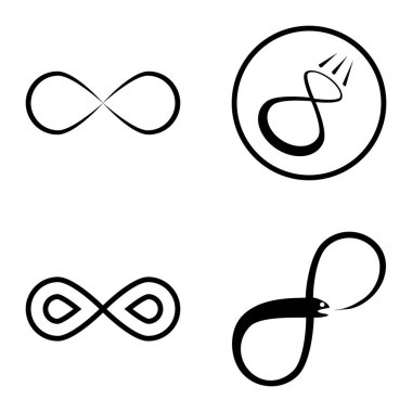 Sonsuz Düz Simge Seti Beyaz Arkaplanda İzole Edildi