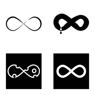 Sonsuz Düz Simge Seti Beyaz Arkaplanda İzole Edildi