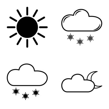 Hava Durumu Düz Simgesi Beyaz Arkaplanda İzole Edildi