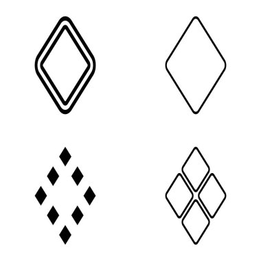 Rhombus Düz Simge Seti Beyaz Arkaplanda İzole Edildi