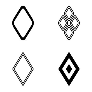 Rhombus Düz Simge Seti Beyaz Arkaplanda İzole Edildi