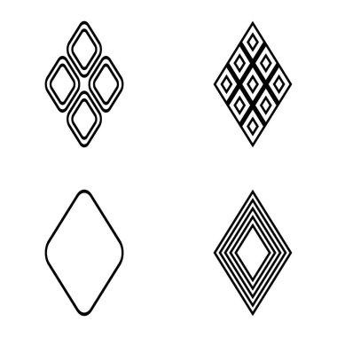 Rhombus Düz Simge Seti Beyaz Arkaplanda İzole Edildi