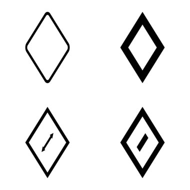 Rhombus Düz Simge Seti Beyaz Arkaplanda İzole Edildi