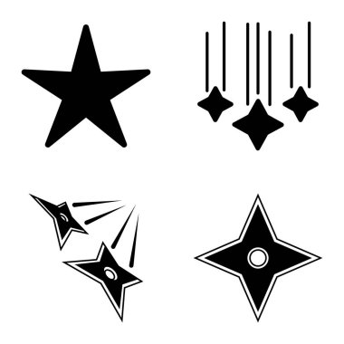 Yıldız1-2 Yıldız Şelalesi Düz Simge Seti Beyaz Arkaplanda İzole Edildi