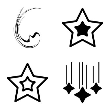 Yıldız1-2 Yıldız Şelalesi Düz Simge Seti Beyaz Arkaplanda İzole Edildi