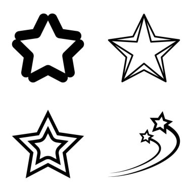 Yıldız1-2 Yıldız Şelalesi Düz Simge Seti Beyaz Arkaplanda İzole Edildi