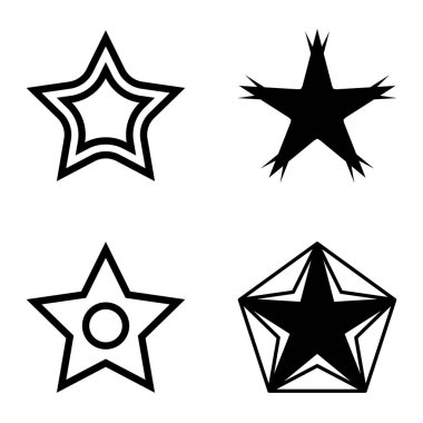 Yıldız1-2 Yıldız Şelalesi Düz Simge Seti Beyaz Arkaplanda İzole Edildi