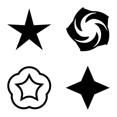 Yıldız1-2 Yıldız Şelalesi Düz Simge Seti Beyaz Arkaplanda İzole Edildi