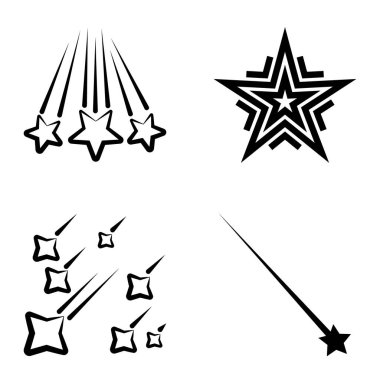 Yıldız1-2 Yıldız Şelalesi Düz Simge Seti Beyaz Arkaplanda İzole Edildi