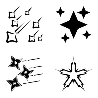 Yıldız1-2 Yıldız Şelalesi Düz Simge Seti Beyaz Arkaplanda İzole Edildi